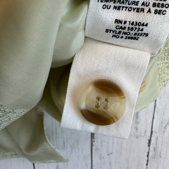 Avec Les Filles Green Textured Tweed Suit Vest Fringe Pockets V-Neck Size Small - Picture 7 of 13